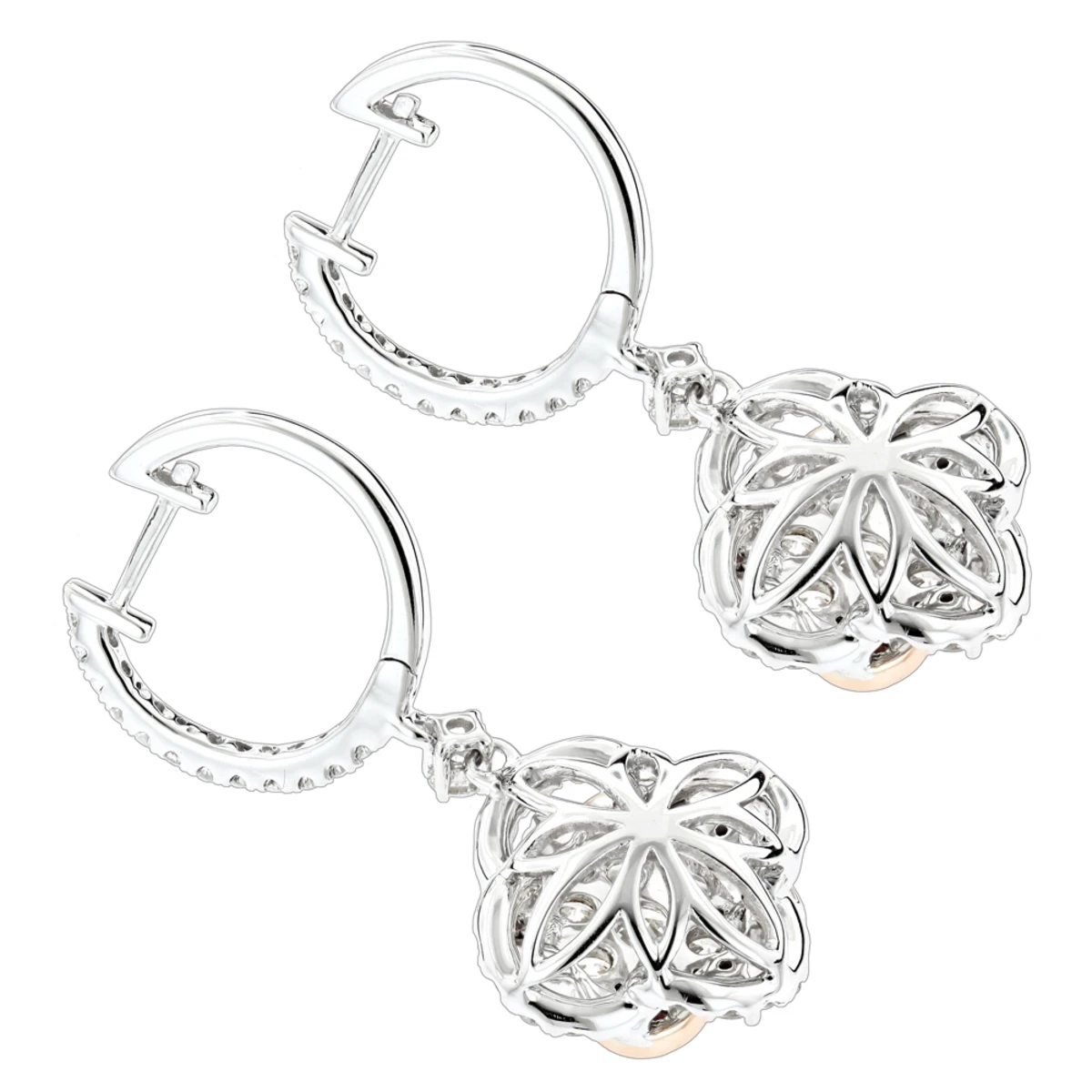 Luxurman Designer Flower Cluster Diamond Earrings For Women 2.4ct 14K White Gold 6 Luxurman Designer Flower Cluster Diamond Earrings For Women 2.4ct 14K White Gold - Image 4