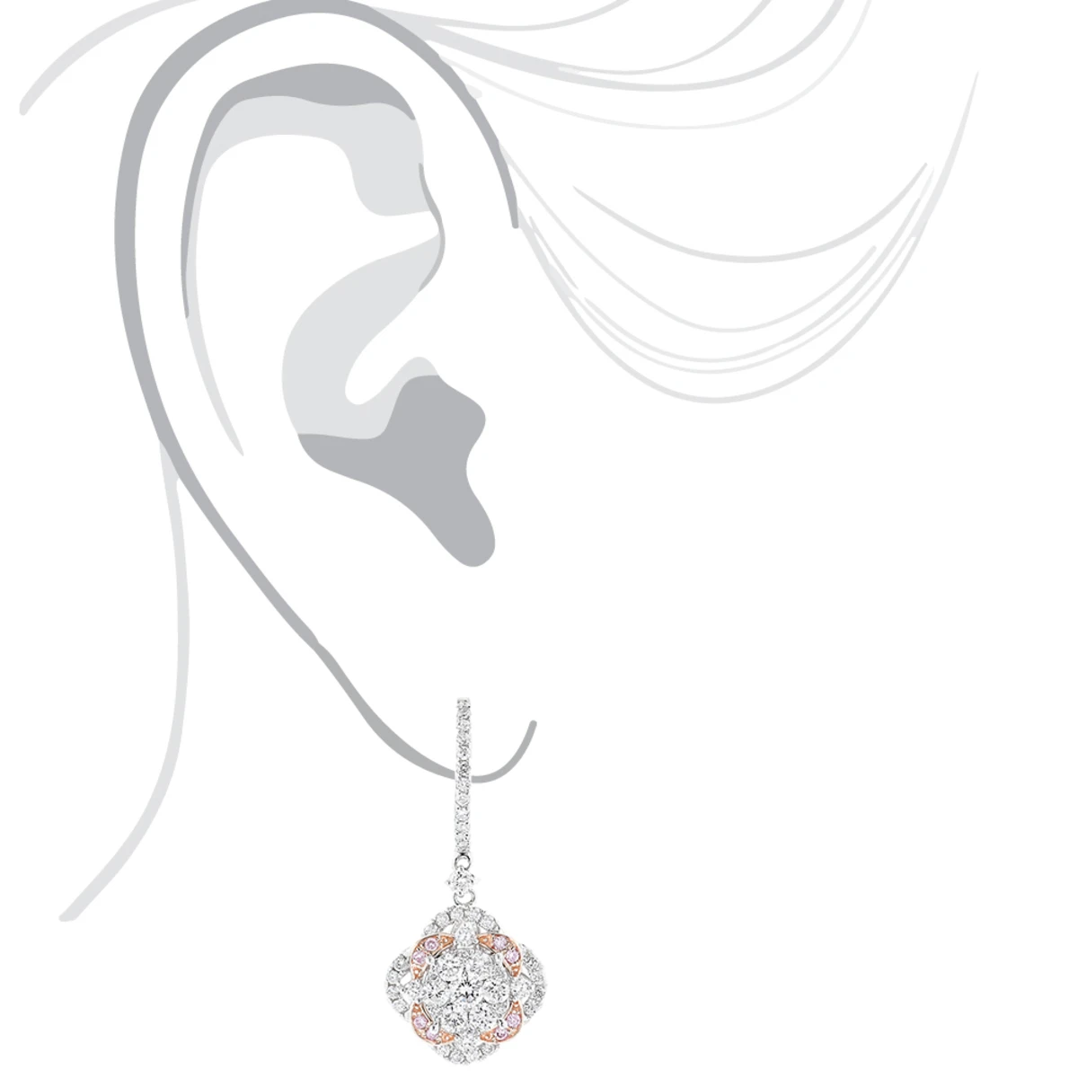 Luxurman Designer Flower Cluster Diamond Earrings For Women 2.4ct 14K White Gold 7 Luxurman Designer Flower Cluster Diamond Earrings For Women 2.4ct 14K White Gold - Image 5