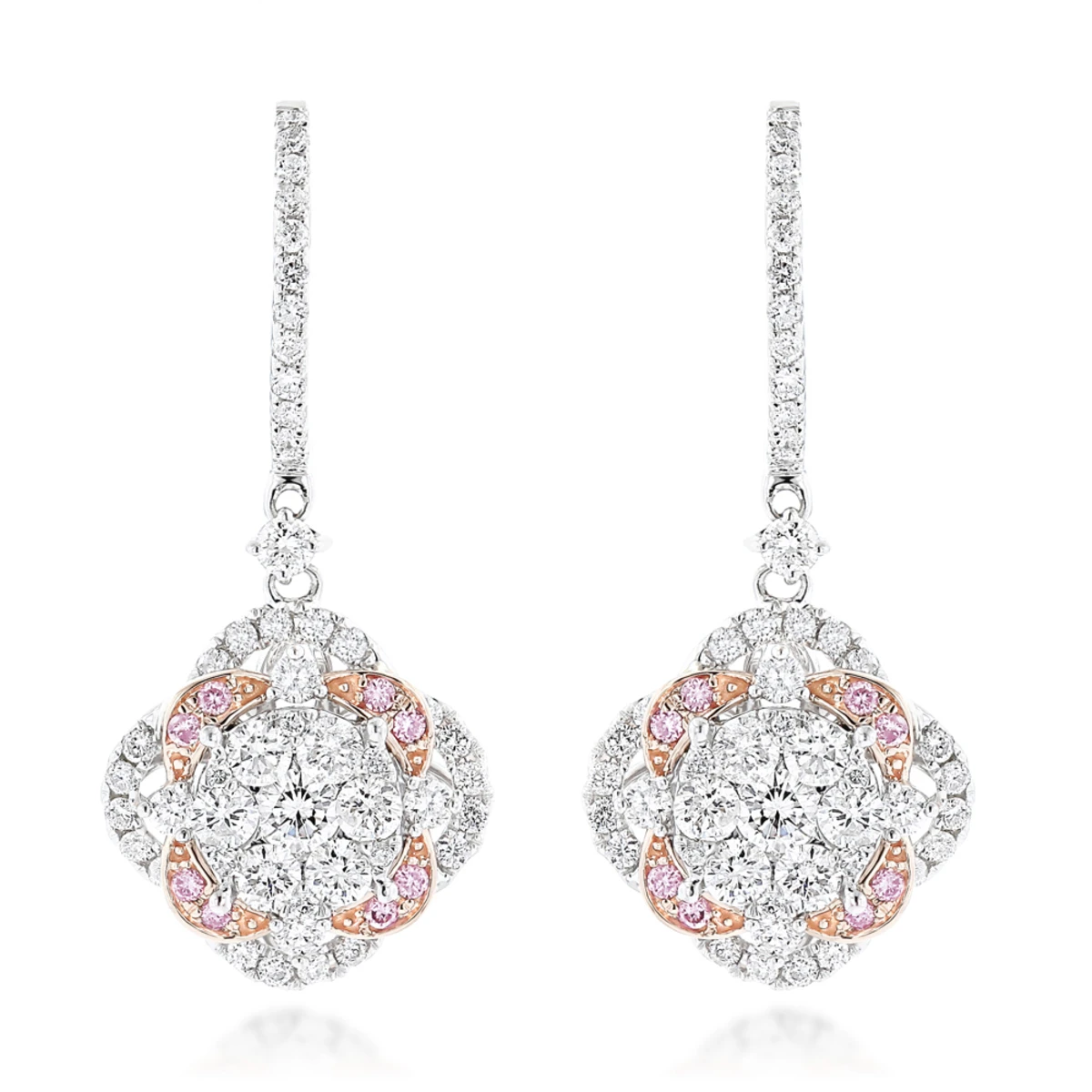 Luxurman Designer Flower Cluster Diamond Earrings For Women 2.4ct 14K White Gold 3 Luxurman Designer Flower Cluster Diamond Earrings For Women 2.4ct 14K White Gold