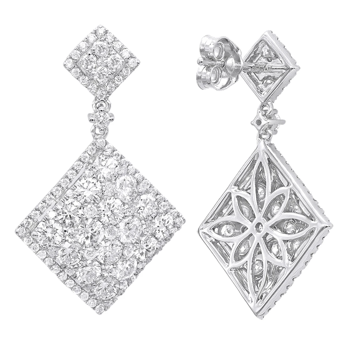 Luxurman Designer Square Diamond Drop Earrings For Women 4 Carat 14K Rose Gold 4 Luxurman Designer Square Diamond Drop Earrings For Women 4 Carat 14K Rose Gold - Image 2