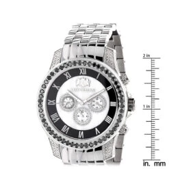 Luxurman Designer Unique Men's White & Black Diamond Watch 3.25ct -Its Hot Jewelry Shop luxurman designer watches unique mens white black diamond watch 325ct ruler
