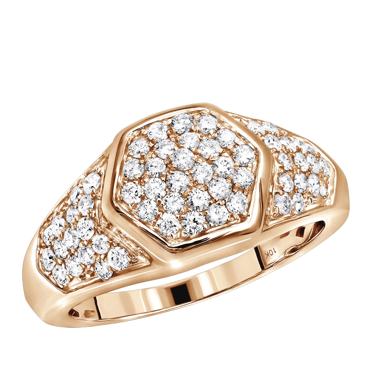 Luxurman 10K Yellow Gold Diamond Ring For Men 1.1ct Octagonal Shape 5 Luxurman 10K Yellow Gold Diamond Ring For Men 1.1ct Octagonal Shape - Image 3