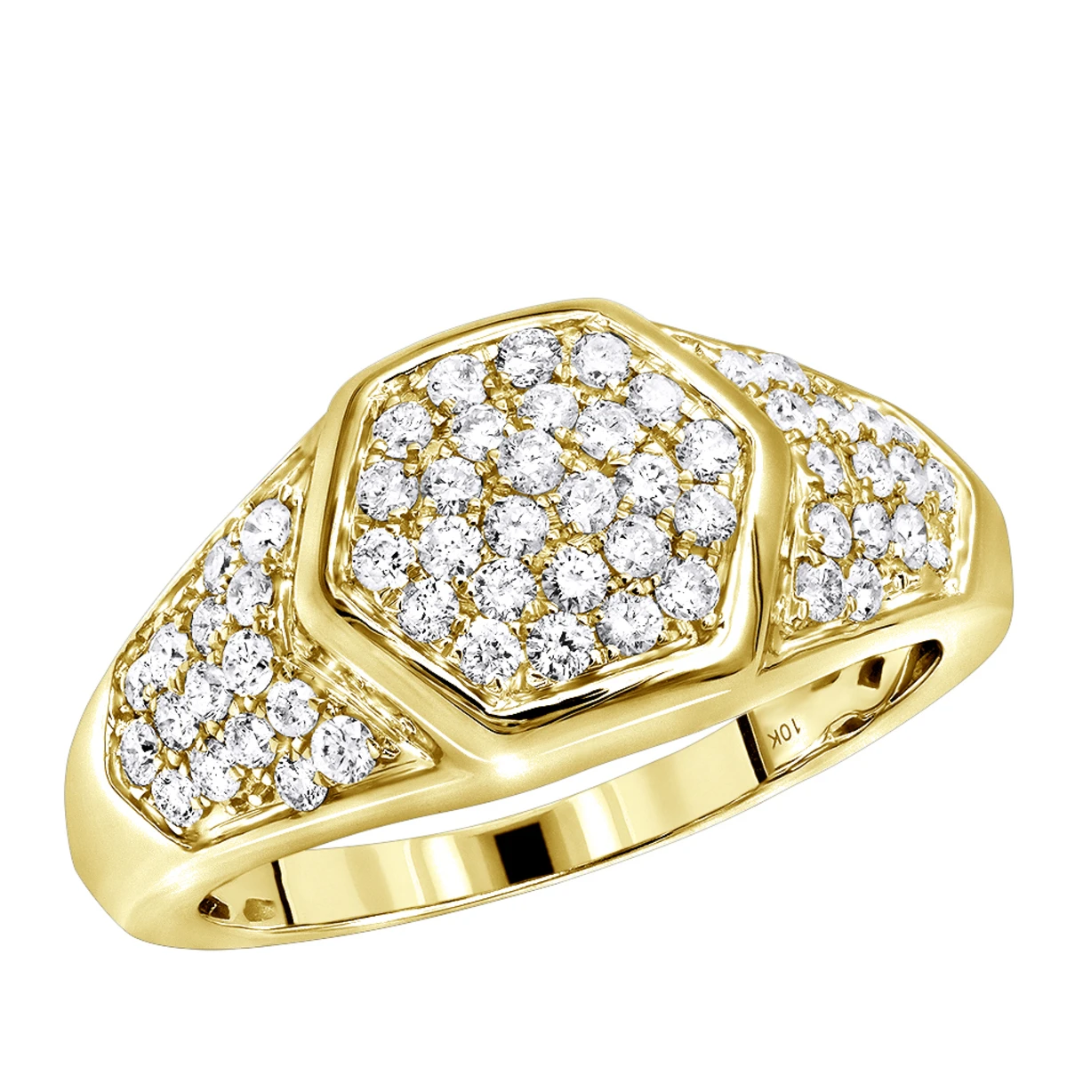 Luxurman 10K Yellow Gold Diamond Ring For Men 1.1ct Octagonal Shape 3 Luxurman 10K Yellow Gold Diamond Ring For Men 1.1ct Octagonal Shape