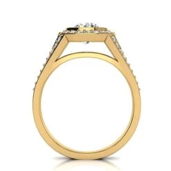 LUXURMAN Halo Round Diamond Engagement Ring 1.35ct G/VS Diamonds 18K Yellow Gold -Its Hot Jewelry Shop luxurman halo round diamond engagement ring 135ct gvs diamonds 18k gold back