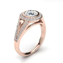 LUXURMAN Halo Round Diamond Engagement Ring 1.35ct G/VS Diamonds 18K Yellow Gold -Its Hot Jewelry Shop luxurman halo round diamond engagement ring 135ct gvs diamonds 18k gold ro