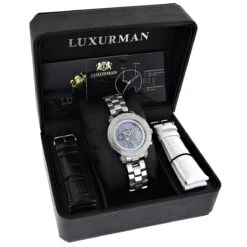 Luxurman Ladies Diamond Watch 0.30ct Blue MOP -Its Hot Jewelry Shop luxurman ladies diamond watch 030ct black p 43228 3