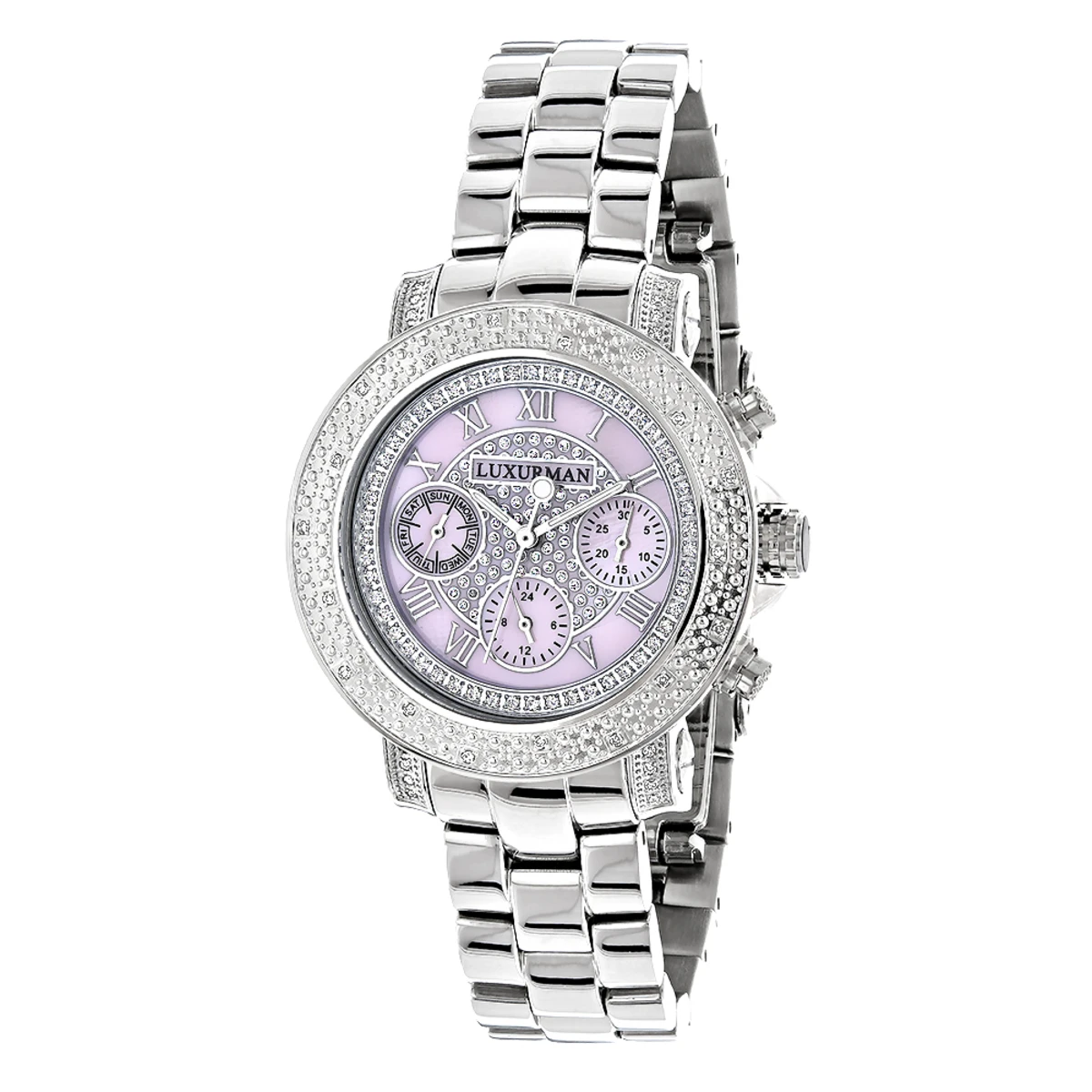 Luxurman Ladies Diamond Watch 0.3ct Pink MOP Oversized Women's Watch 3 Luxurman Ladies Diamond Watch 0.3ct Pink MOP Oversized Women's Watch