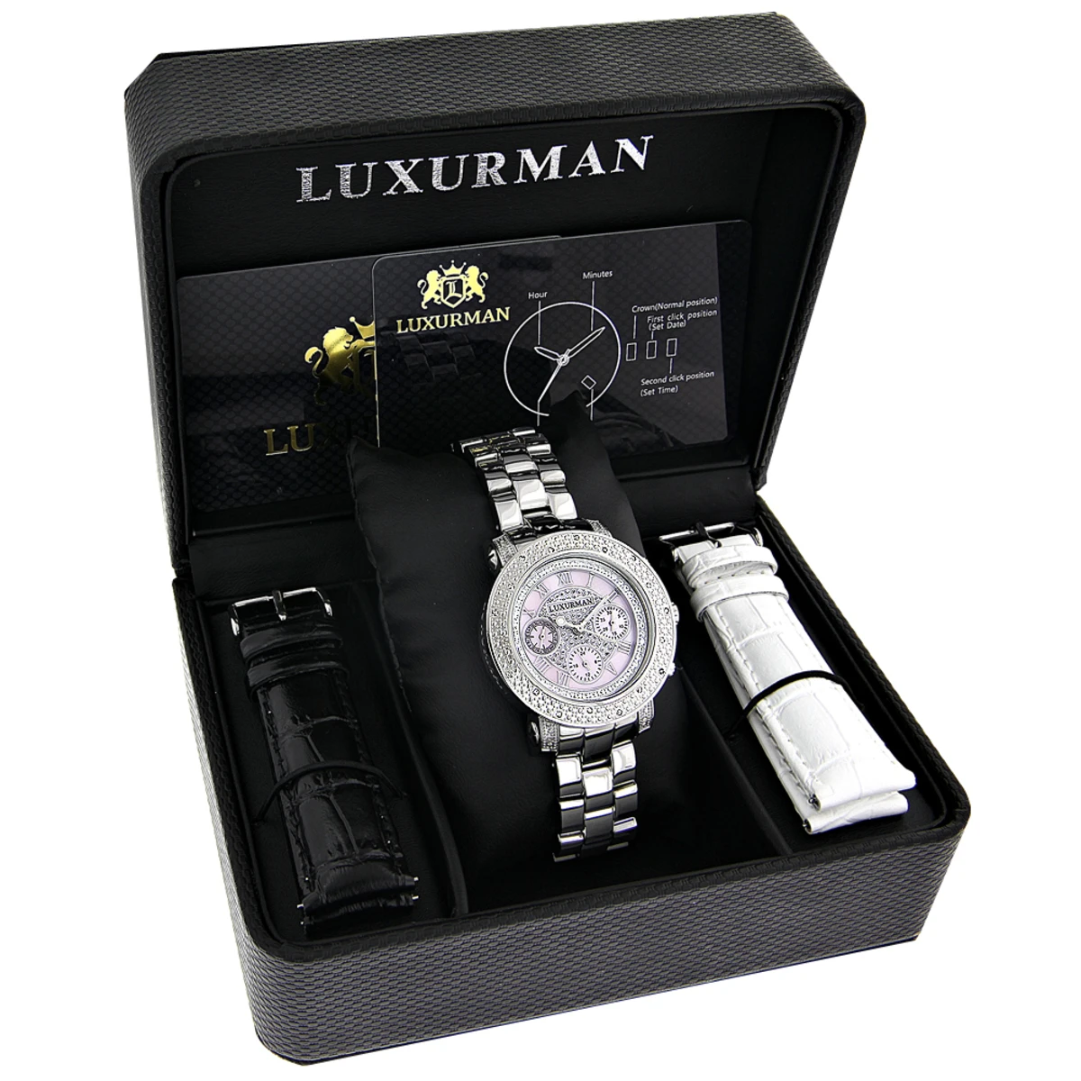 Luxurman Ladies Diamond Watch 0.3ct Pink MOP Oversized Women's Watch 5 Luxurman Ladies Diamond Watch 0.3ct Pink MOP Oversized Women's Watch - Image 3