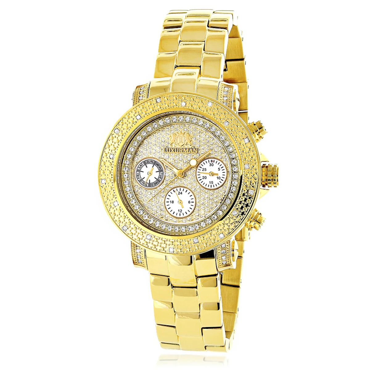 Luxurman Ladies Diamond Watch 0.3ct Yellow Gold Plated 3 Luxurman Ladies Diamond Watch 0.3ct Yellow Gold Plated