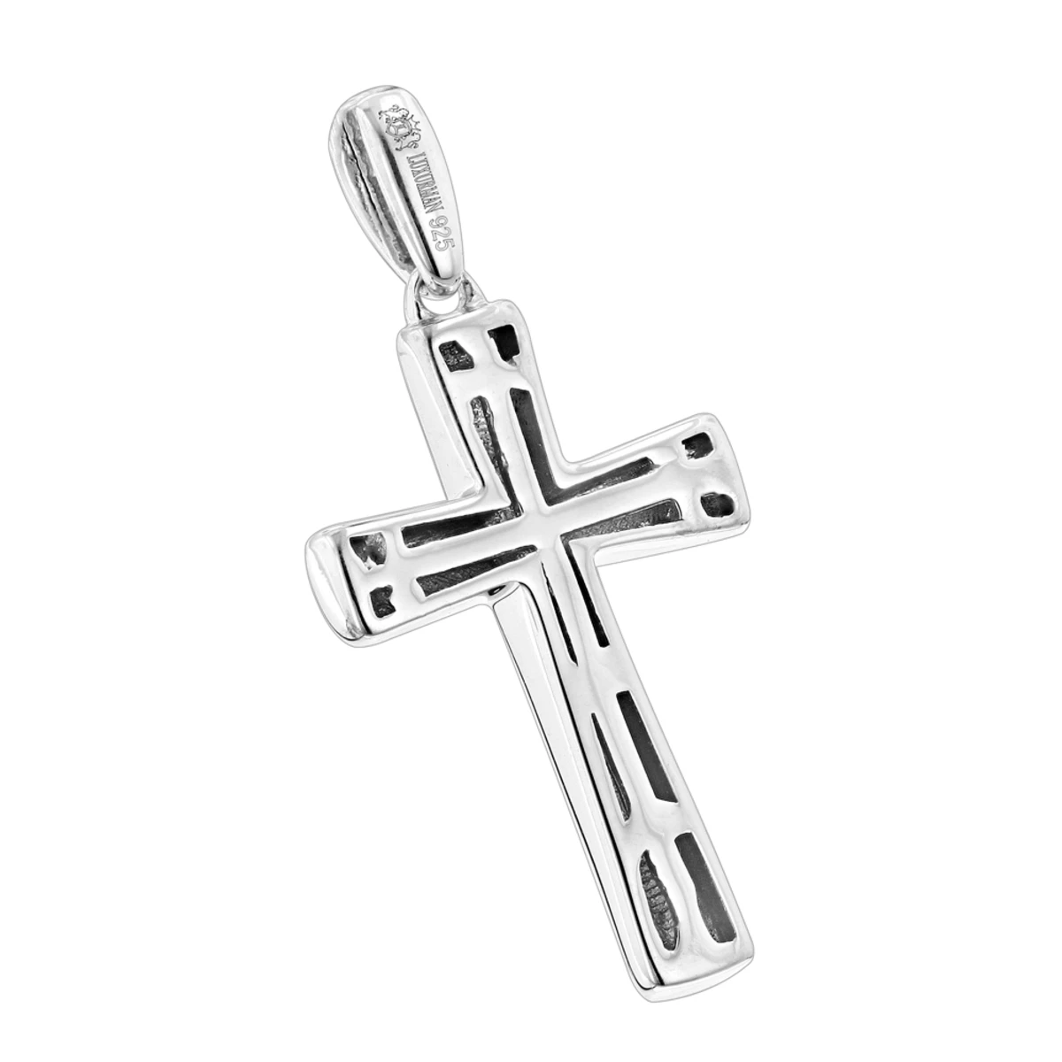 Luxurman Love Quotes: Small Sterling Silver Diamond Cross Pendant 4 Luxurman Love Quotes: Small Sterling Silver Diamond Cross Pendant - Image 2