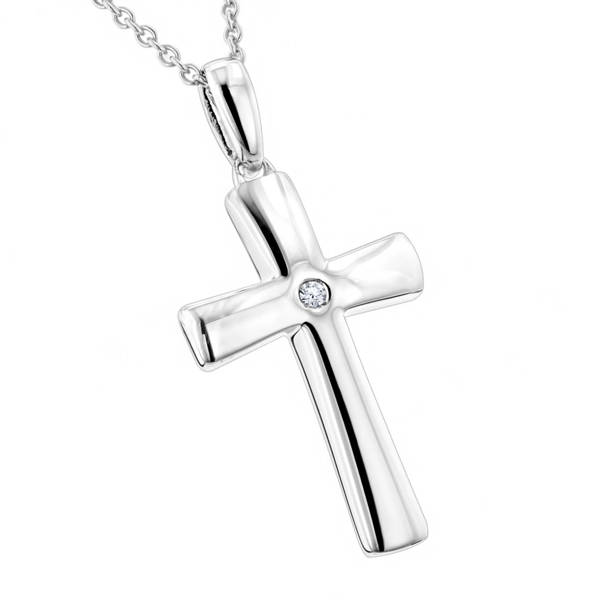 Luxurman Love Quotes: Small Sterling Silver Diamond Cross Pendant 3 Luxurman Love Quotes: Small Sterling Silver Diamond Cross Pendant