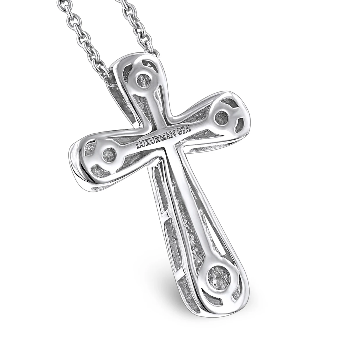 Luxurman Love Quotes Necklaces: Sterling Silver Small Diamond Cross Pendant 4 Luxurman Love Quotes Necklaces: Sterling Silver Small Diamond Cross Pendant - Image 2