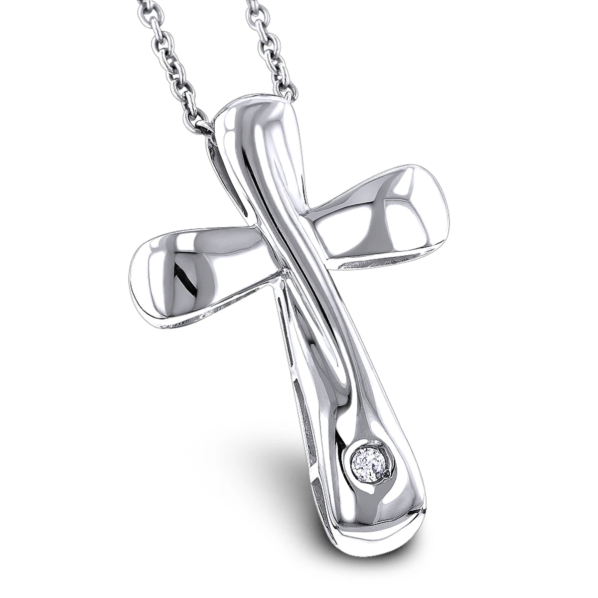 Luxurman Love Quotes Necklaces: Sterling Silver Small Diamond Cross Pendant 3 Luxurman Love Quotes Necklaces: Sterling Silver Small Diamond Cross Pendant