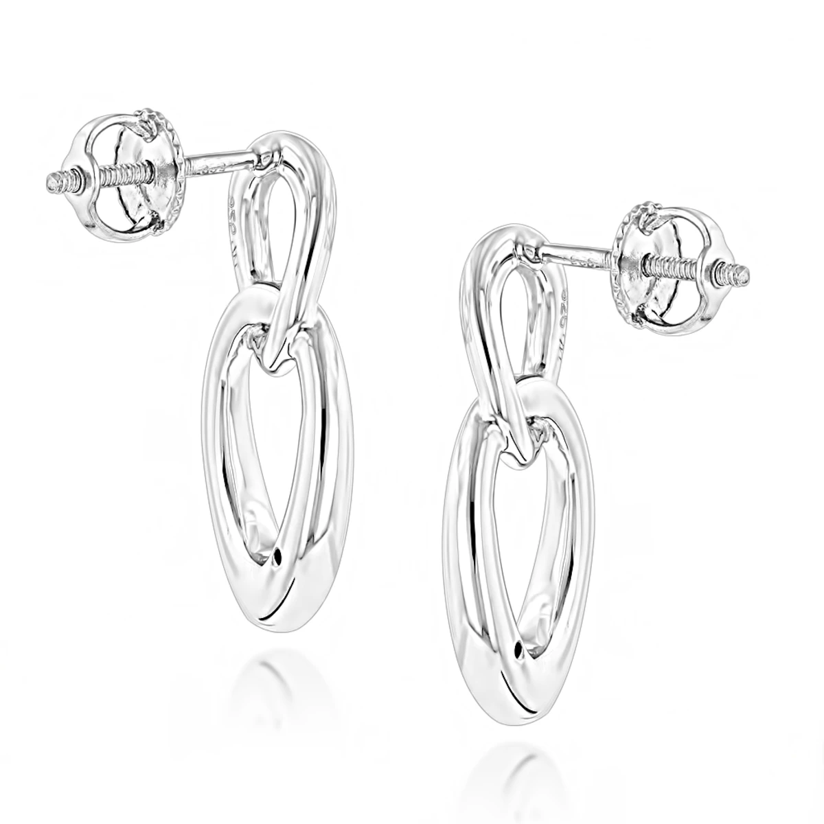 Luxurman Love Quotes: Silver Interlocking Ovals Diamond Earrings For Women 4 Luxurman Love Quotes: Silver Interlocking Ovals Diamond Earrings For Women - Image 2