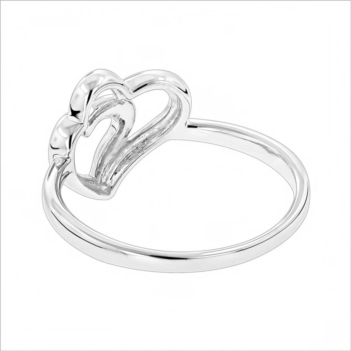 Luxurman Love Quotes: Sterling Silver Double Hearts Diamond Ring For Women 4 Luxurman Love Quotes: Sterling Silver Double Hearts Diamond Ring For Women - Image 2