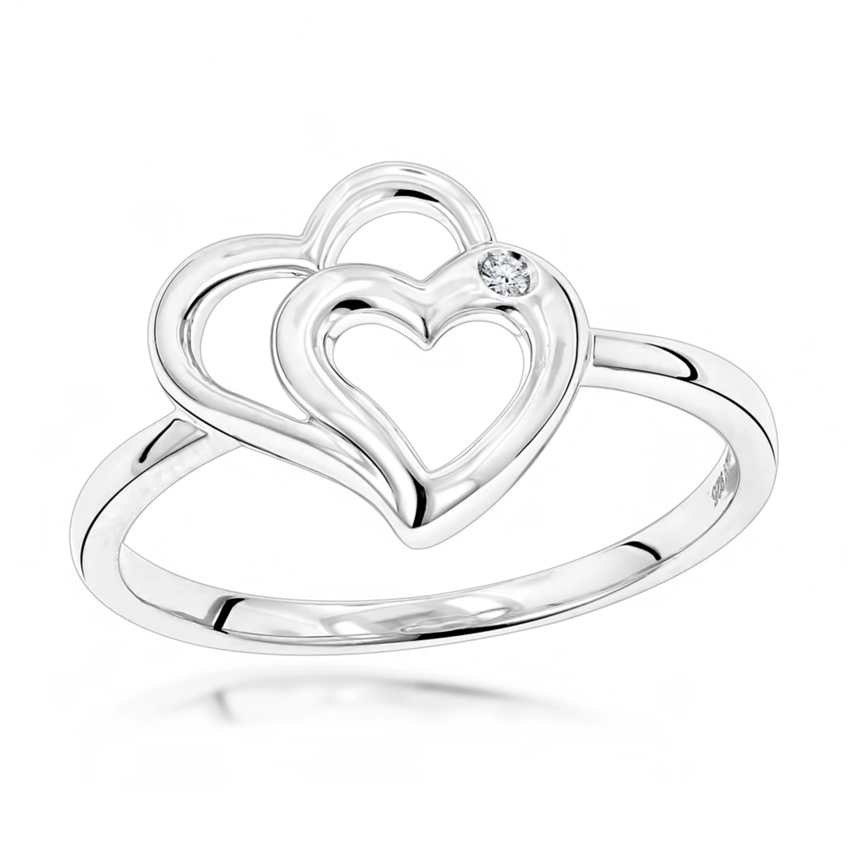 Luxurman Love Quotes: Sterling Silver Double Hearts Diamond Ring For Women 3 Luxurman Love Quotes: Sterling Silver Double Hearts Diamond Ring For Women
