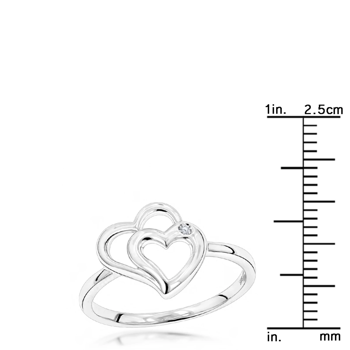Luxurman Love Quotes: Sterling Silver Double Hearts Diamond Ring For Women 6 Luxurman Love Quotes: Sterling Silver Double Hearts Diamond Ring For Women - Image 4