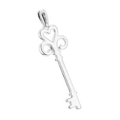 Luxurman Love Quotes: Sterling Silver Heart Shape Diamond Key Necklace -Its Hot Jewelry Shop luxurman love quotes sterling silver heart shape diamond key necklace back