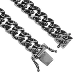 Luxurman Men's Black Diamond Cuban Link Bracelet In Sterling Silver 8mm Wide -Its Hot Jewelry Shop luxurman mens black diamond cuban link bracelet in sterling silver 8mm wide 407160 clasp 1675828848