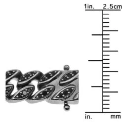 Luxurman Men's Black Diamond Cuban Link Bracelet In Sterling Silver 8mm Wide -Its Hot Jewelry Shop luxurman mens black diamond cuban link bracelet in sterling silver 8mm wide 407160 ruler