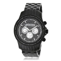 Luxurman Men's Black Diamond Watch 2.25ct