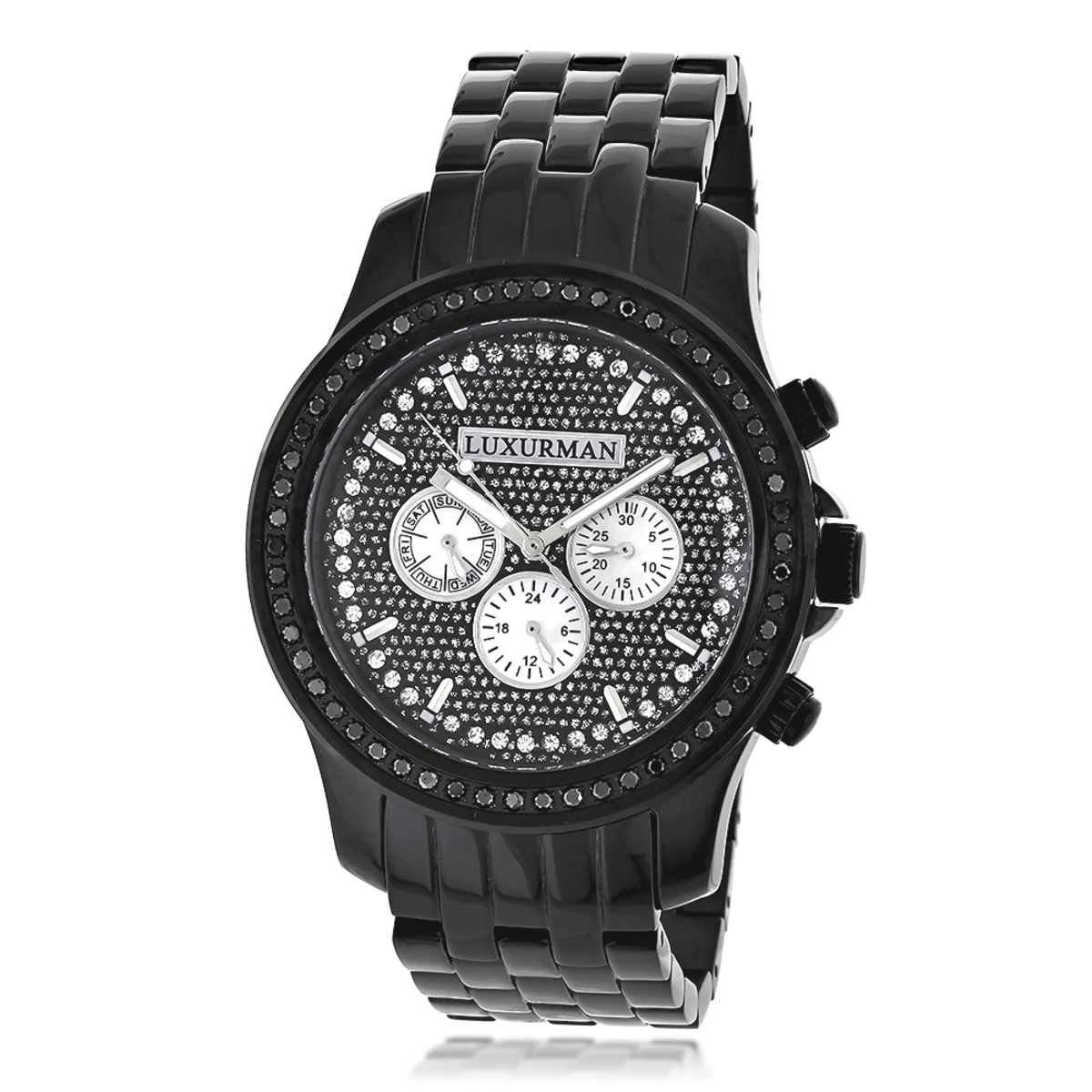 Luxurman Men's Black Diamond Watch 2.25ct 3 Luxurman Men's Black Diamond Watch 2.25ct