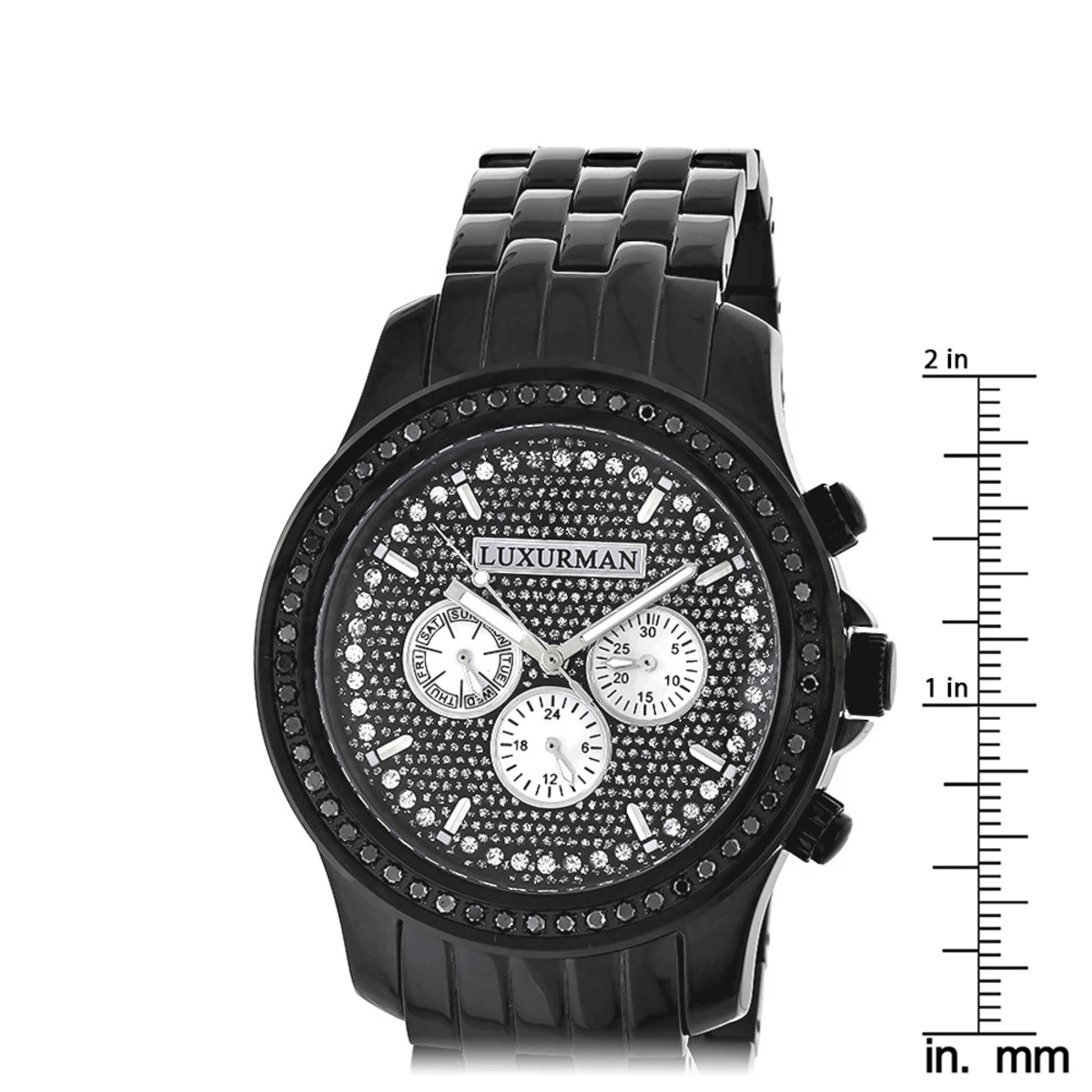 Luxurman Men's Black Diamond Watch 2.25ct 7 Luxurman Men's Black Diamond Watch 2.25ct - Image 5