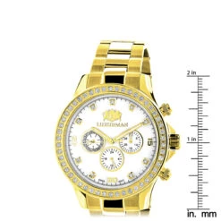 Luxurman Men's Diamond Liberty Watch 2ct Yellow Gold Plated White MOP -Its Hot Jewelry Shop luxurman mens diamond liberty watch 2ct yellow gold plated white mop ruler
