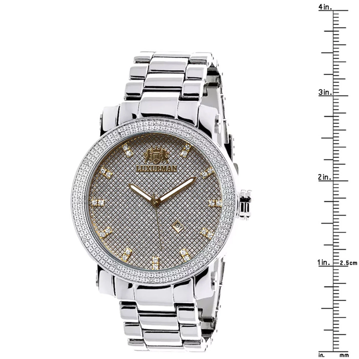 Luxurman Men's Diamond Watch 0.12ct Two-Tone Gold Plated Stainless Steel 7 Luxurman Men's Diamond Watch 0.12ct Two-Tone Gold Plated Stainless Steel - Image 5