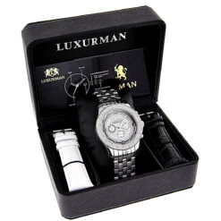 Luxurman Men's Paved Dial Diamond Bezel Watch 0.25ct -Its Hot Jewelry Shop luxurman mens diamond watch 025ct p 44425box