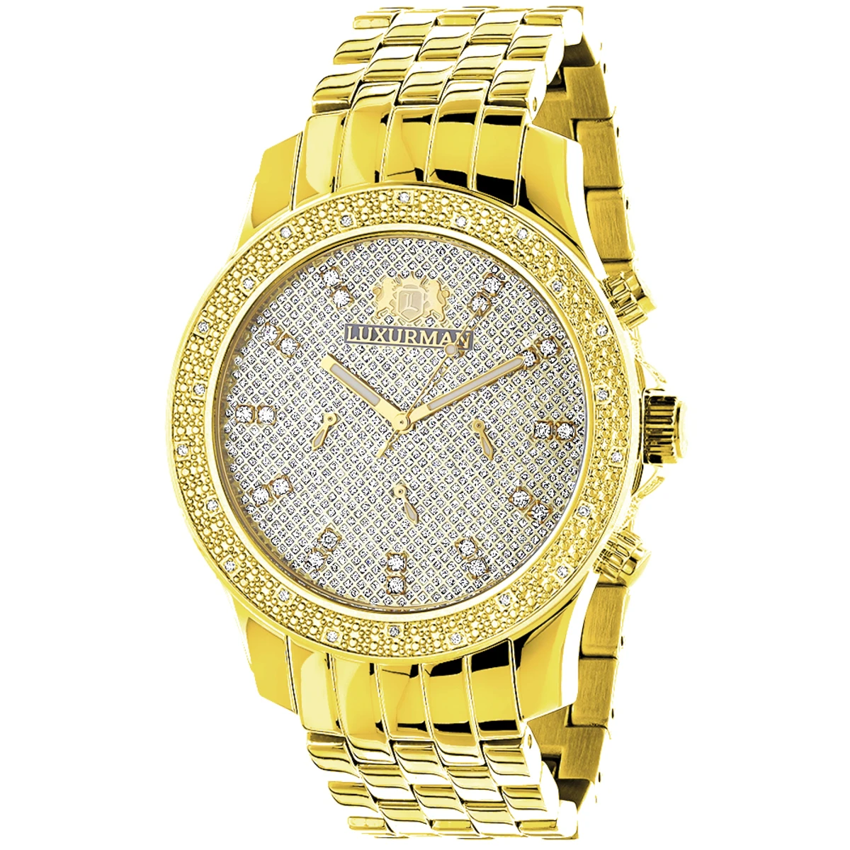 Luxurman Men's Diamond Watch 0.25ct Yellow Gold Tone 3 Luxurman Men's Diamond Watch 0.25ct Yellow Gold Tone