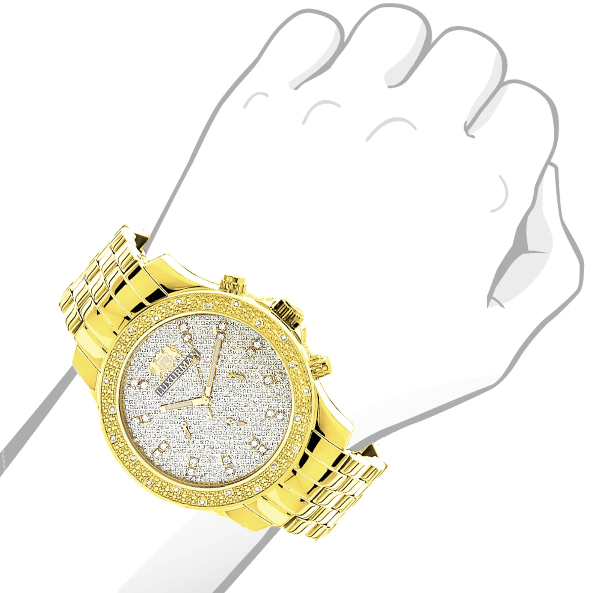 Luxurman Men's Diamond Watch 0.25ct Yellow Gold Tone 5 Luxurman Men's Diamond Watch 0.25ct Yellow Gold Tone - Image 3