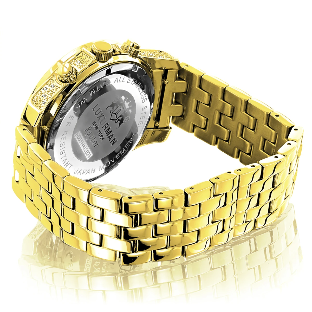 Luxurman Men's Diamond Watch 0.5ct Yellow Gold Plated 4 Luxurman Men's Diamond Watch 0.5ct Yellow Gold Plated - Image 2