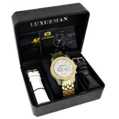 Luxurman Men's Diamond Watch 0.5ct Yellow Gold Plated 10 Luxurman Men's Diamond Watch 0.5ct Yellow Gold Plated -Its Hot Jewelry Shop luxurman mens diamond watch 050 ct yellow p 35222box
