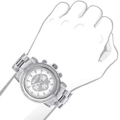 Oversized Luxurman Men's Diamond Watch 2.5ct Chronograph Gold Plated -Its Hot Jewelry Shop luxurman mens diamond watch 25ct body white 20221011