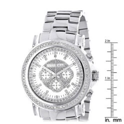 Oversized Luxurman Men's Diamond Watch 2.5ct Chronograph Gold Plated -Its Hot Jewelry Shop luxurman mens diamond watch 25ct ruler white 20221011