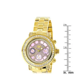 Luxurman Montana Ladies Diamond Watch 2ct Yellow Gold Plated Pink MOP -Its Hot Jewelry Shop luxurman montana ladies diamond watch 2ct yellow gold plated pink mop ruler