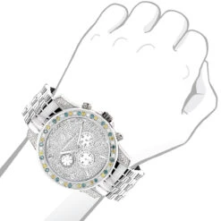 Luxurman Raptor Unique Men's Multicolor Diamond Watch 3.75ct -Its Hot Jewelry Shop luxurman raptor unique mens multicolor diamond watch 375ct bod