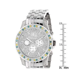 Luxurman Raptor Unique Men's Multicolor Diamond Watch 3.75ct -Its Hot Jewelry Shop luxurman raptor unique mens multicolor diamond watch 375ct ruler