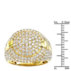 Luxurman Statement Men's Diamond 14K Yellow Gold Pinky Ring Round Shape 3.75c -Its Hot Jewelry Shop luxurman statement mens diamond rings 14k gold pinky ring round shape 3 75c rulerye