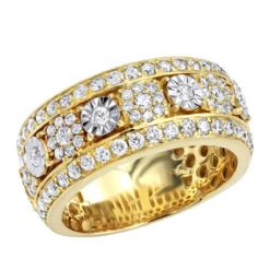 Luxurman Unique Men's Diamond Wedding Band 14K Yellow Gold 2.25ct Anniversary Ring