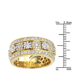Luxurman Unique Men's Diamond Wedding Band 14K Yellow Gold 2.25ct Anniversary Ring -Its Hot Jewelry Shop luxurman unique mens diamond wedding band 14k gold 2 25ct anniversary ring rulerye