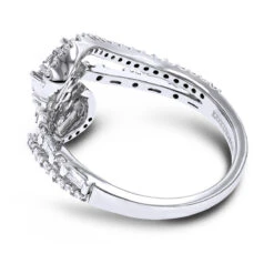 LUXURMAN Unique Women's 14K White Gold 2 Cluster Diamond Ring 0.8ct -Its Hot Jewelry Shop luxurman unique womens diamond rings 14k gold 2 cluster diamond ring 08ct backwh