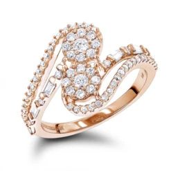 LUXURMAN Unique Women's 14K White Gold 2 Cluster Diamond Ring 0.8ct -Its Hot Jewelry Shop luxurman unique womens diamond rings 14k gold 2 cluster diamond ring 08ct ro