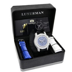Luxurman Men's Diamond Watch 0.50ct Blue Freeze 10 Luxurman Men's Diamond Watch 0.50ct Blue Freeze -Its Hot Jewelry Shop luxurman watches mens diamond watch 050ct blue freeze p 9712box