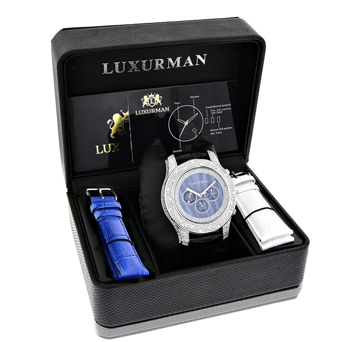 Luxurman Men's Diamond Watch 0.50ct Blue Freeze 6 Luxurman Men's Diamond Watch 0.50ct Blue Freeze - Image 4