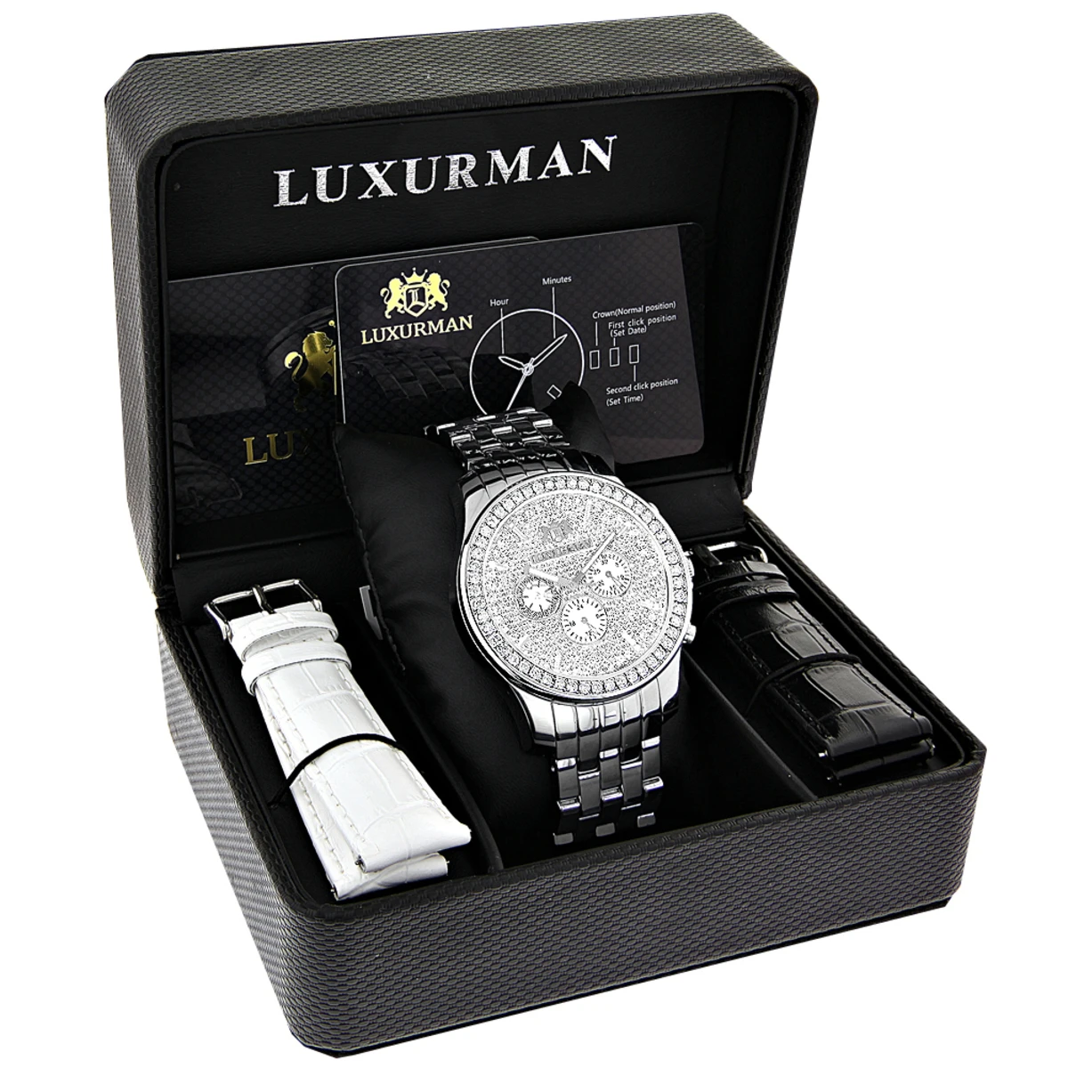 Luxurman Men's Diamond Watch 3ct 6 Luxurman Men's Diamond Watch 3ct - Image 4