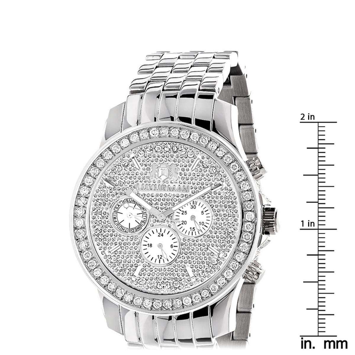 Luxurman Men's Diamond Watch 3ct 7 Luxurman Men's Diamond Watch 3ct - Image 5