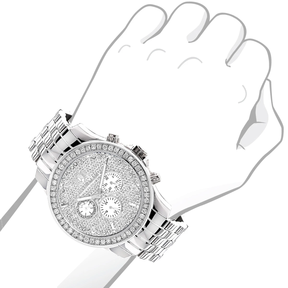 Luxurman Men's Diamond Watch 3ct 5 Luxurman Men's Diamond Watch 3ct - Image 3