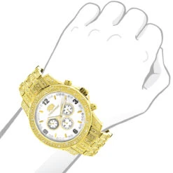 Luxurman Men's Real Diamond Watch 1.25ct Yellow Gold Plated -Its Hot Jewelry Shop luxurman watches mens real diamond watch 125ct p 8265